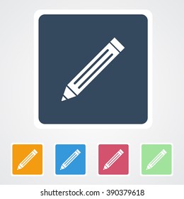 Square flat buttons icon of Pencil or Write . Eps-10. 