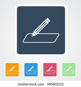 Square flat buttons icon of Pencil. Eps-10. 