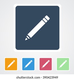 Square flat buttons icon of Pencil Or Write. Eps-10. 