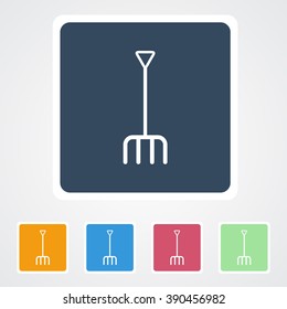 Square flat buttons icon of Pitchfork. Eps-10. 