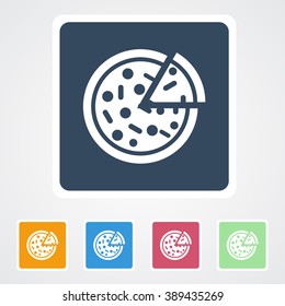 Square flat buttons icon of Pizza. Eps-10.