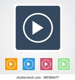 Square flat buttons icon of Play. Eps-10.