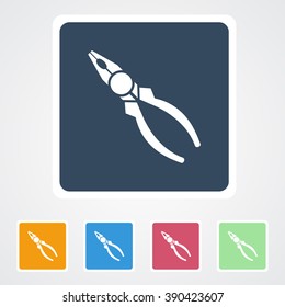 Square flat buttons icon of Pliers. Eps-10. 