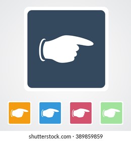Square flat buttons icon of Pointing Finger. Eps-10.