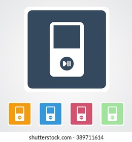 Square flat buttons icon of Portable media player. Eps-10