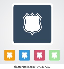 Square flat buttons icon of Protection Shield. Eps-10. 