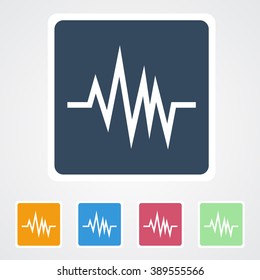 Square flat buttons icon of Pulse. Eps-10.