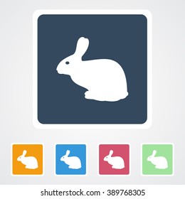 Square flat buttons icon of Rabbit. Eps-10.