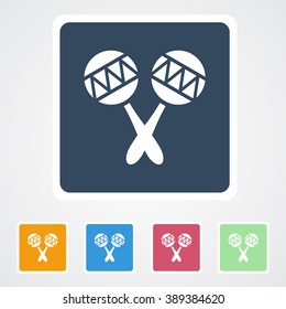 Square flat buttons icon of Rattle. Eps-10.