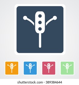 Square flat buttons icon of Rattle. Eps-10.