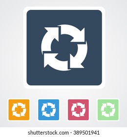 Square flat buttons icon of Reload or Recycle. Eps-10.