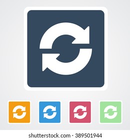 Square flat buttons icon of Reload or Recycle. Eps-10.