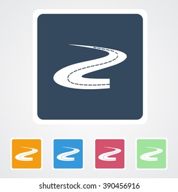Square flat buttons icon of Road. Eps-10. 