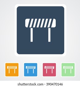 Square flat buttons icon of Road block. Eps-10. 