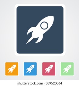 Square flat buttons icon of Rocket. Eps-10.