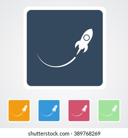 Square flat buttons icon of Rocket. Eps-10.