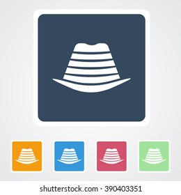 Square flat buttons icon of Round Hat. Eps-10. 