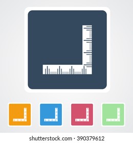 Square flat buttons icon of Ruler. Eps-10. 