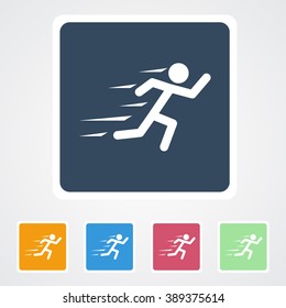 Square flat buttons icon of Runner. Eps-10.