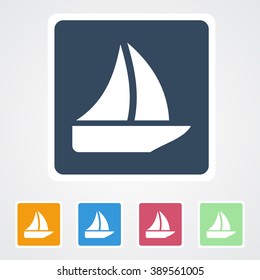 Square flat buttons icon of Sailboat. Eps-10.