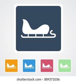 Square flat buttons icon of Santa Sleigh. Eps-10.