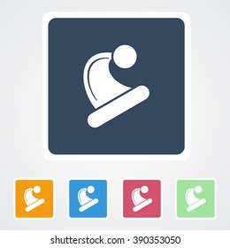 Square flat buttons icon of Santa's Cap. Eps-10. 