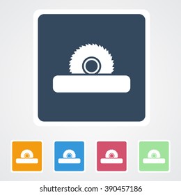 Square flat buttons icon of Saw Wheel. Eps-10. 