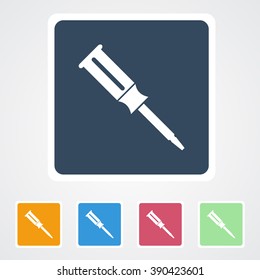 Square flat buttons icon of Screw Driver. Eps-10. 
