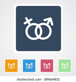 Square flat buttons icon of Sex Sign. Eps-10.