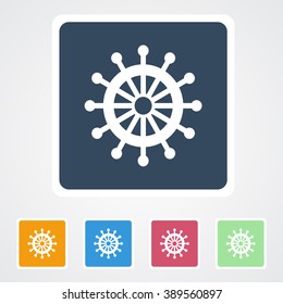 Square flat buttons icon of Ship Wheel. Eps-10.