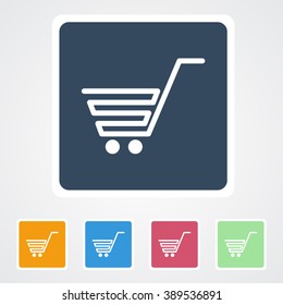 Square flat buttons icon of Shopping Cart. Eps-10.