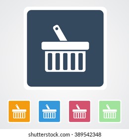 Square flat buttons icon of Shopping Basket. Eps-10.