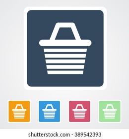 Square flat buttons icon of Shopping Basket. Eps-10.