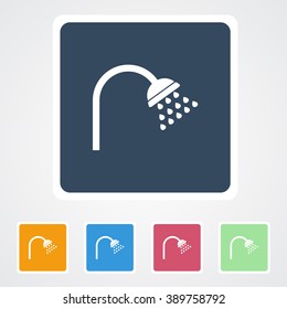 Square flat buttons icon of Shower. Eps-10.