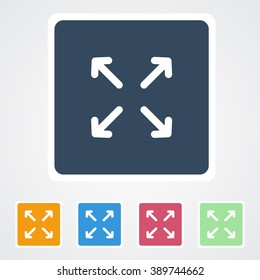 Square flat buttons icon of Shrink Arrows. Eps-10.