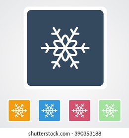 Square flat buttons icon of Snowflake. Eps-10. 
