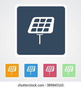 Square flat buttons icon of Solar Panel. Eps-10.
