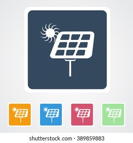 Square flat buttons icon of Solar Panel. Eps-10.