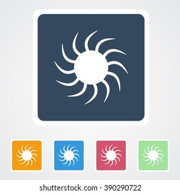 Square flat buttons icon of Sun. Eps-10. 