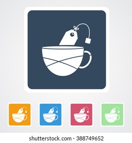  Square flat buttons icon of Tea or Coffee Cup. Eps-10.