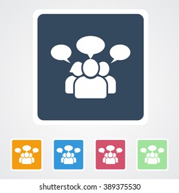 Square flat buttons icon of Team. Eps-10.