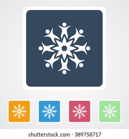 Square flat buttons icon of Team. Eps-10.