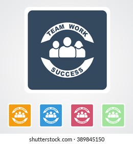 Square flat buttons icon of Team. Eps-10.