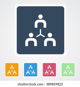 Square flat buttons icon of Team. Eps-10.