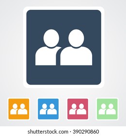 Square flat buttons icon of Team. Eps-10. 