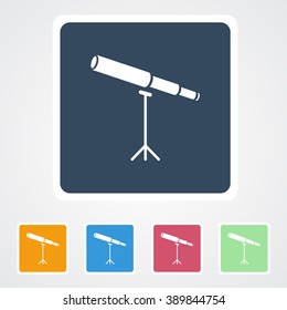 Square flat buttons icon of Telescope. Eps-10.