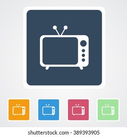 Square flat buttons icon of Television. Eps-10.