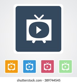 Square flat buttons icon of Television. Eps-10.