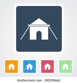 Square flat buttons icon of Tent. Eps-10. 
