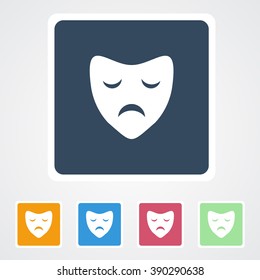 Square flat buttons icon of Theater Mask. Eps-10. 